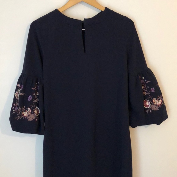 LOFT Puff Sleeve Navy Dress - Picture 4 of 5